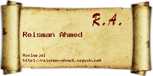 Reisman Ahmed névjegykártya